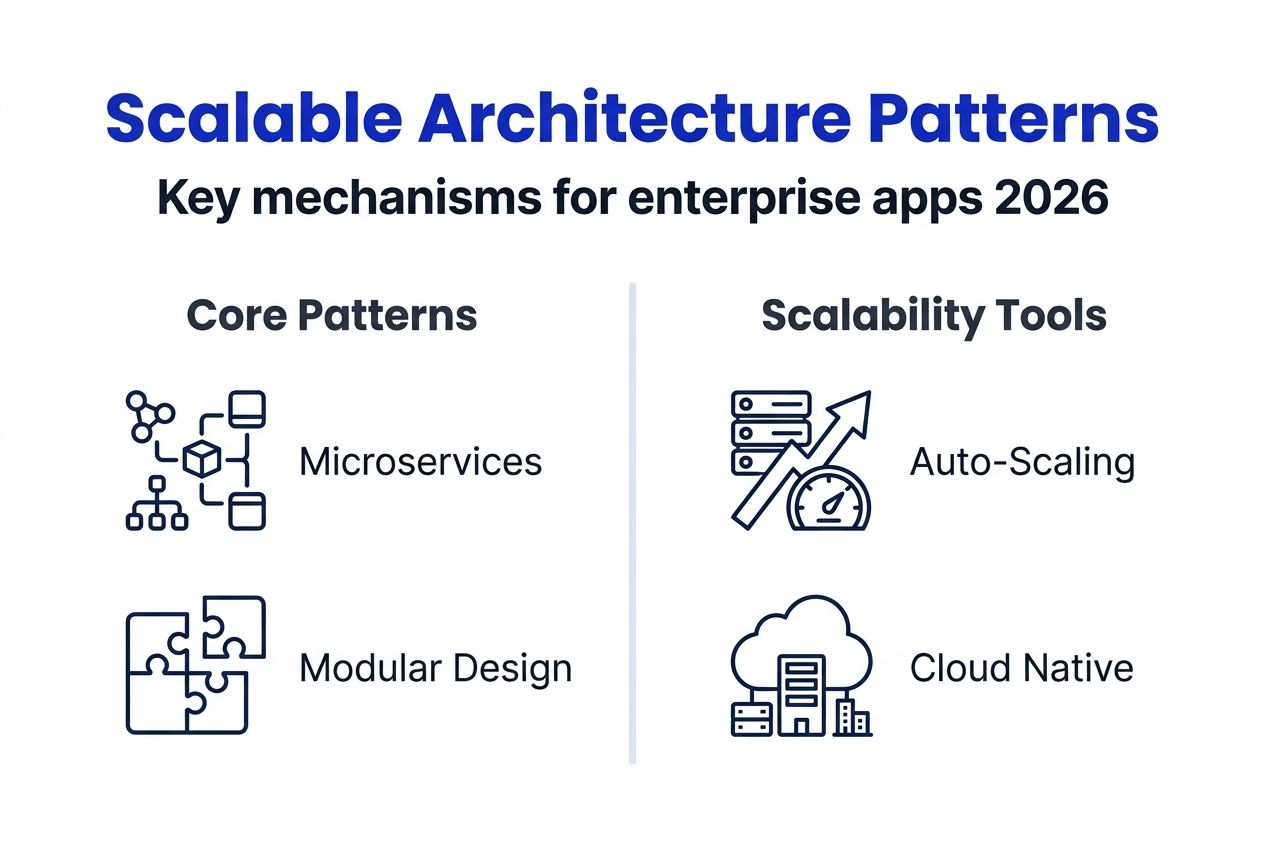 Infographic of scalable enterprise app architecture patterns
