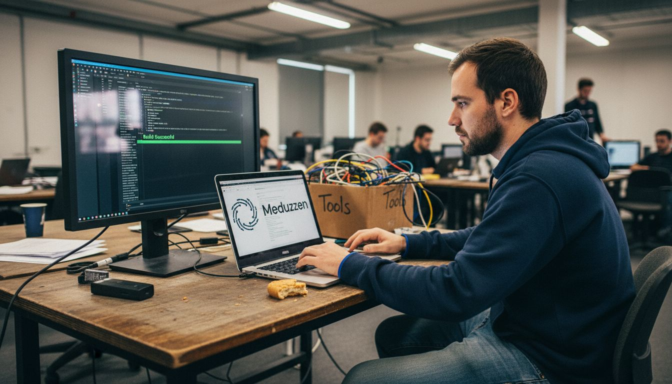Developer automates software build in workspace