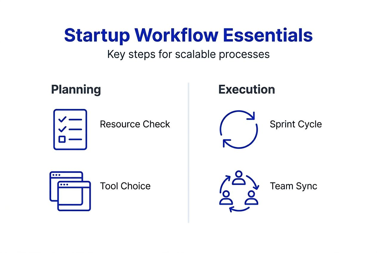 Infographic showing startup workflow process steps
