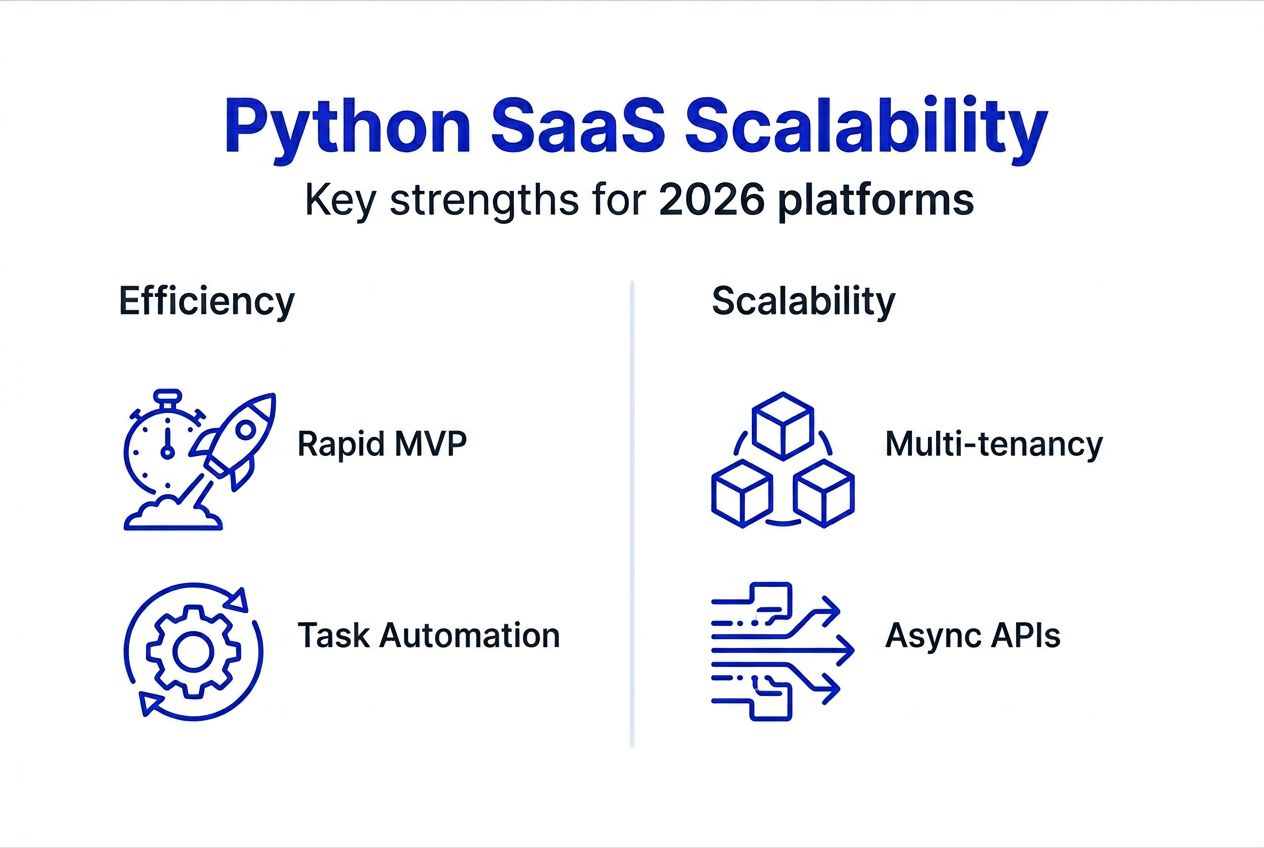 Python SaaS scalability and efficiency infographic