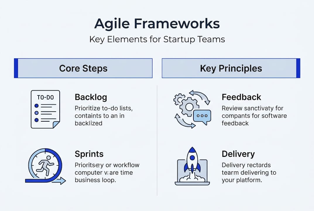 Infographic showing agile core steps and principles