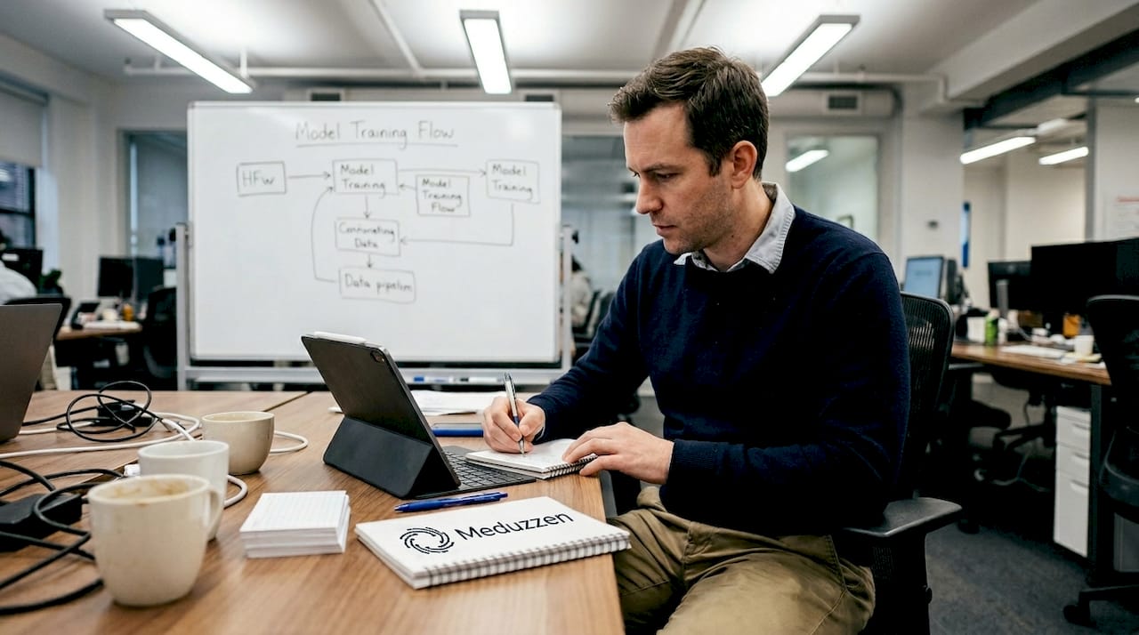 Manager tracking AI model data pipeline