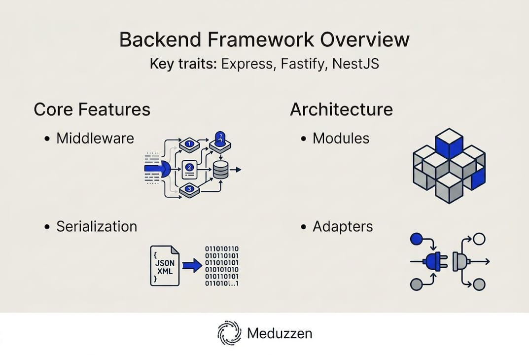 Infographic comparing core backend framework features