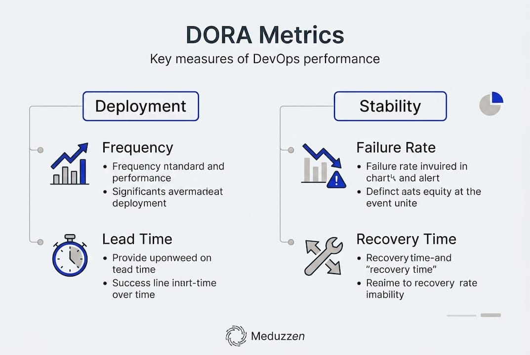 Infographic summarizing DORA metrics for DevOps