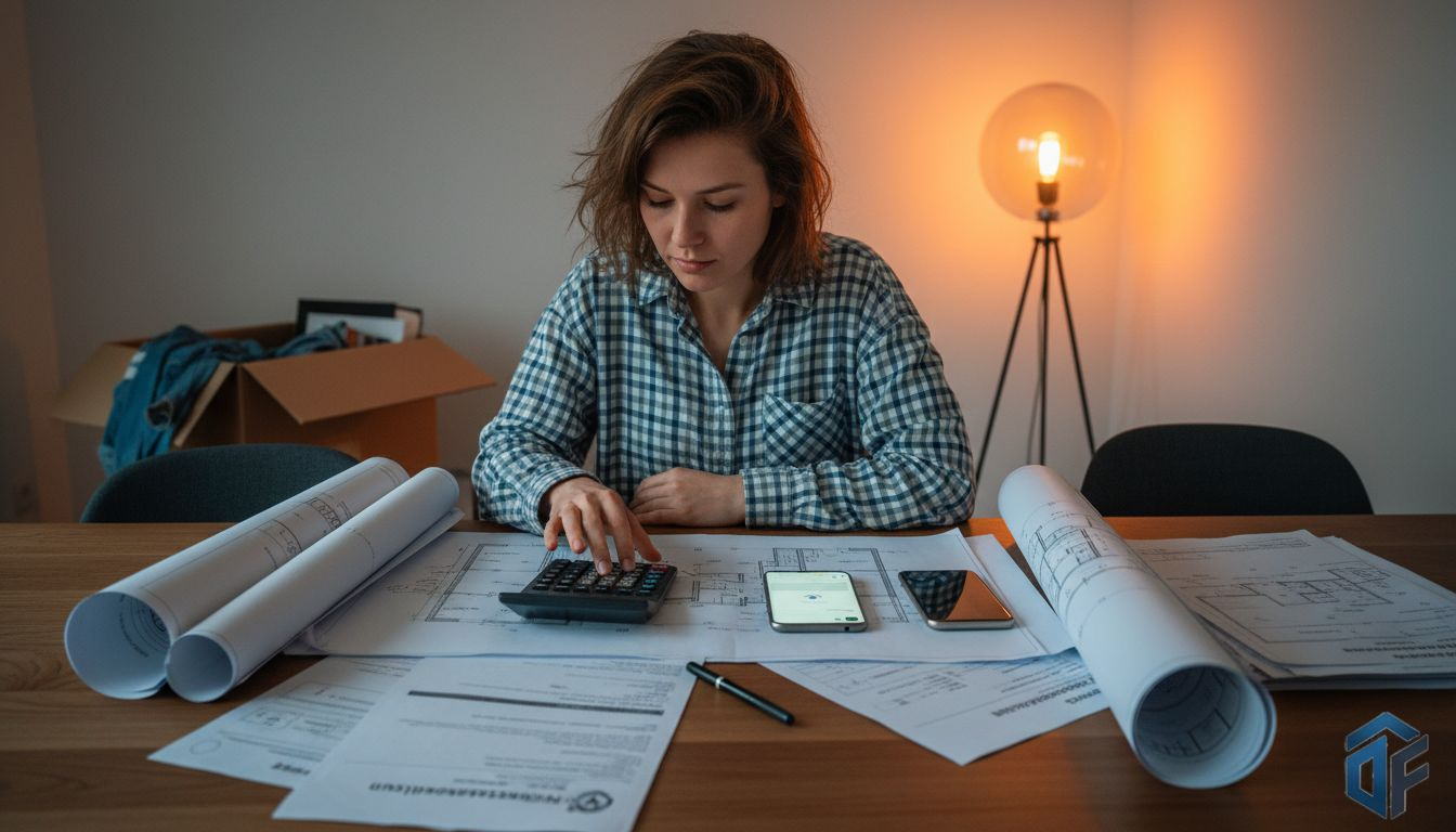 Eine Frau ermittelt die jährliche Abschreibung für ihre neu erworbene Eigentumswohnung.