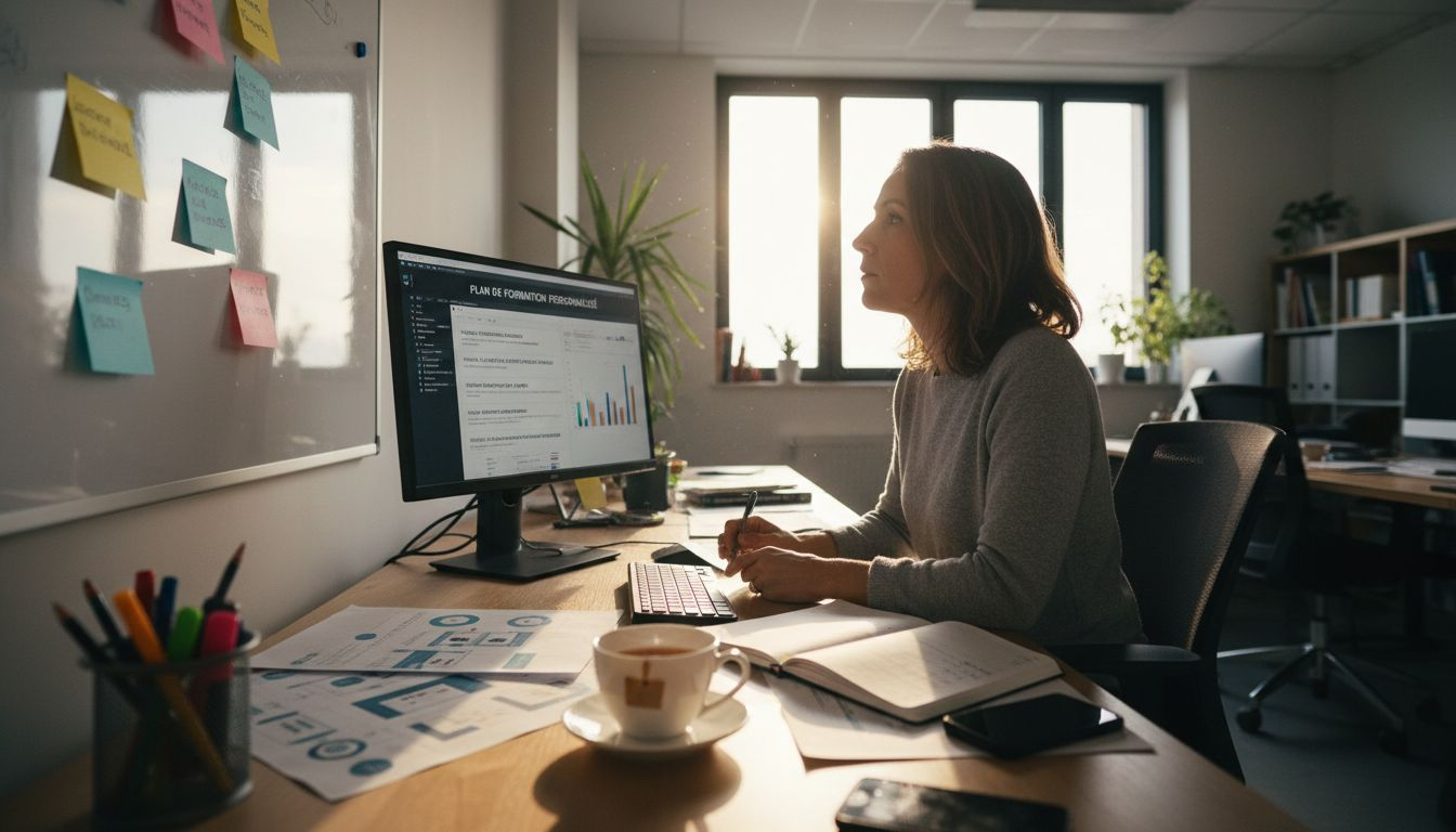 Formatrice en train d’élaborer le contenu des différents modules de formation