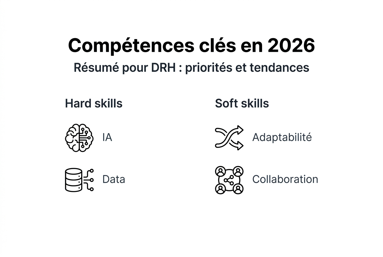 Visuel présentant les compétences incontournables à maîtriser d’ici 2026