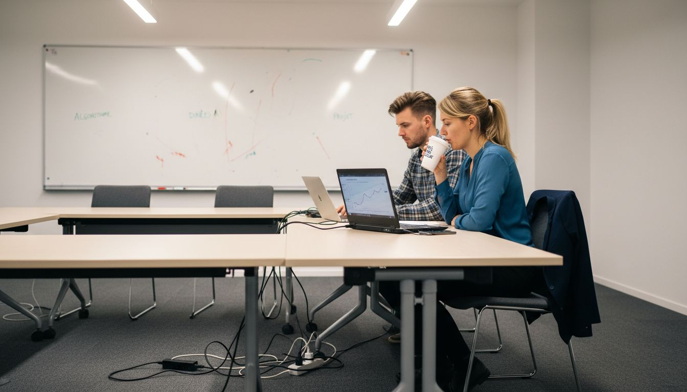 Des collègues participent à un atelier sur l’intelligence artificielle en présentiel.