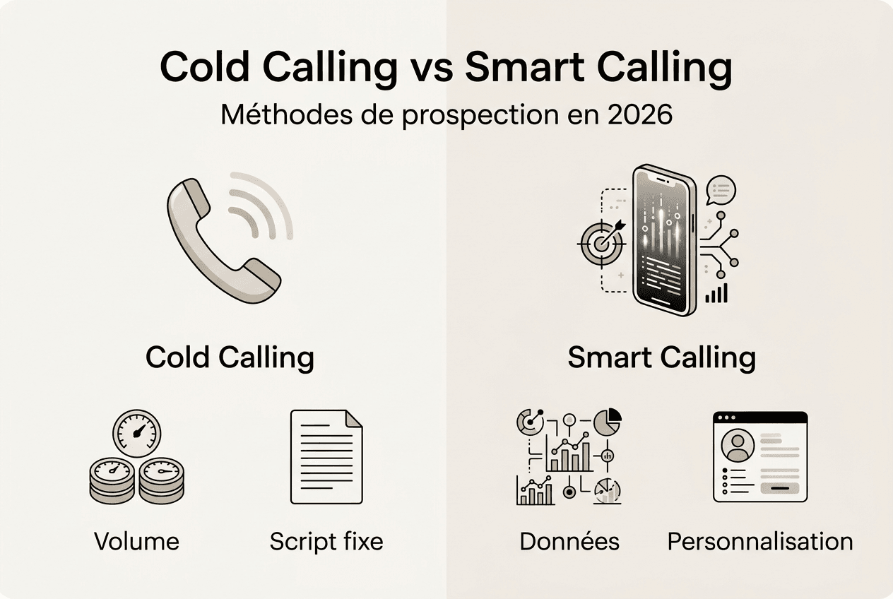 Infographie : quelles différences entre la prospection téléphonique classique et la prospection intelligente ?