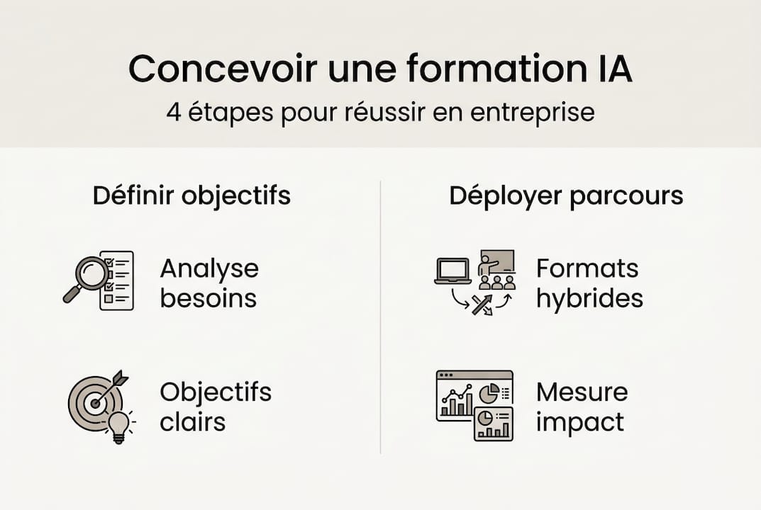 Découvrez, en un coup d'œil, les grandes étapes de la formation en intelligence artificielle grâce à notre infographie.
