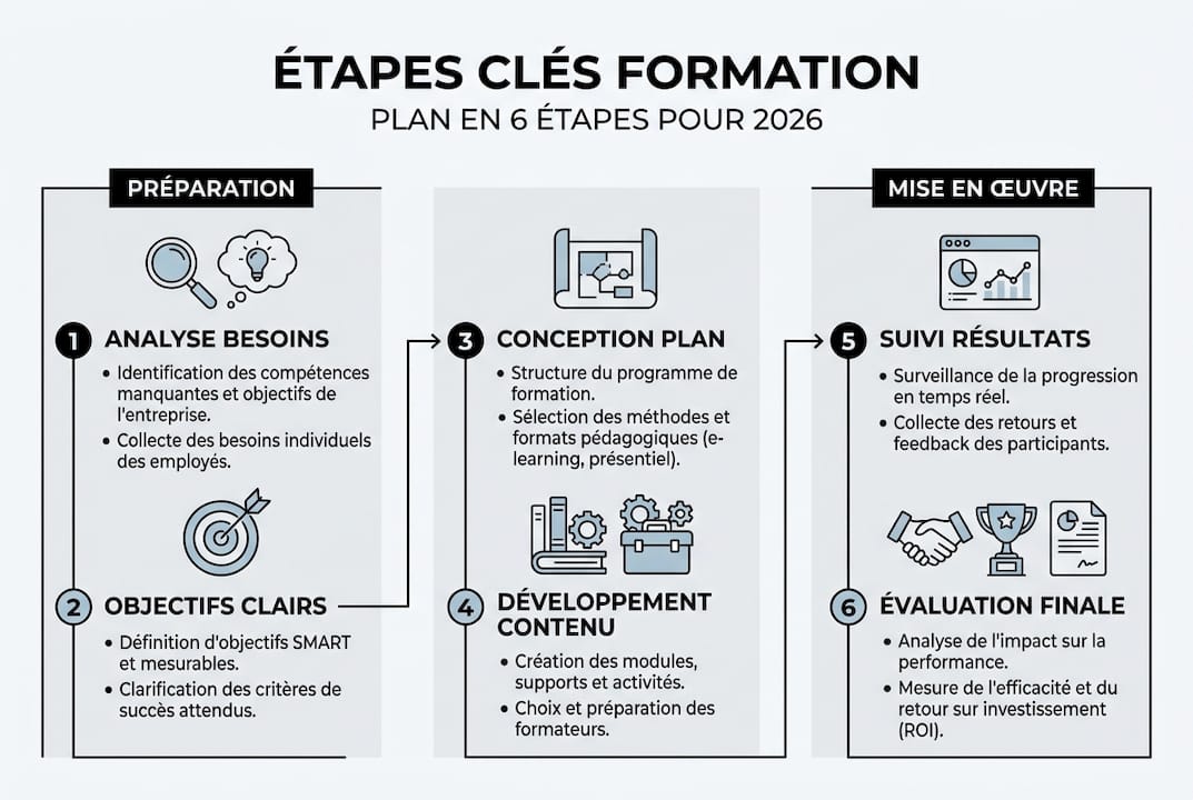 Les grandes étapes de la gestion de la formation en un coup d'œil