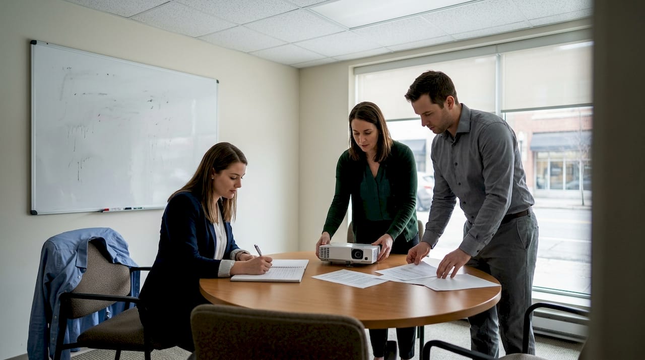 Petit groupe en atelier de formation collaborative