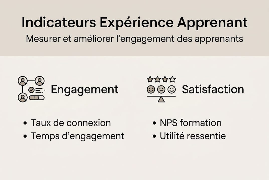 Visuel présentant les principaux indicateurs de l’expérience apprenante