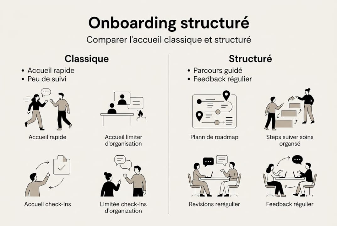 Infographie : différences entre un onboarding traditionnel et une approche structurée