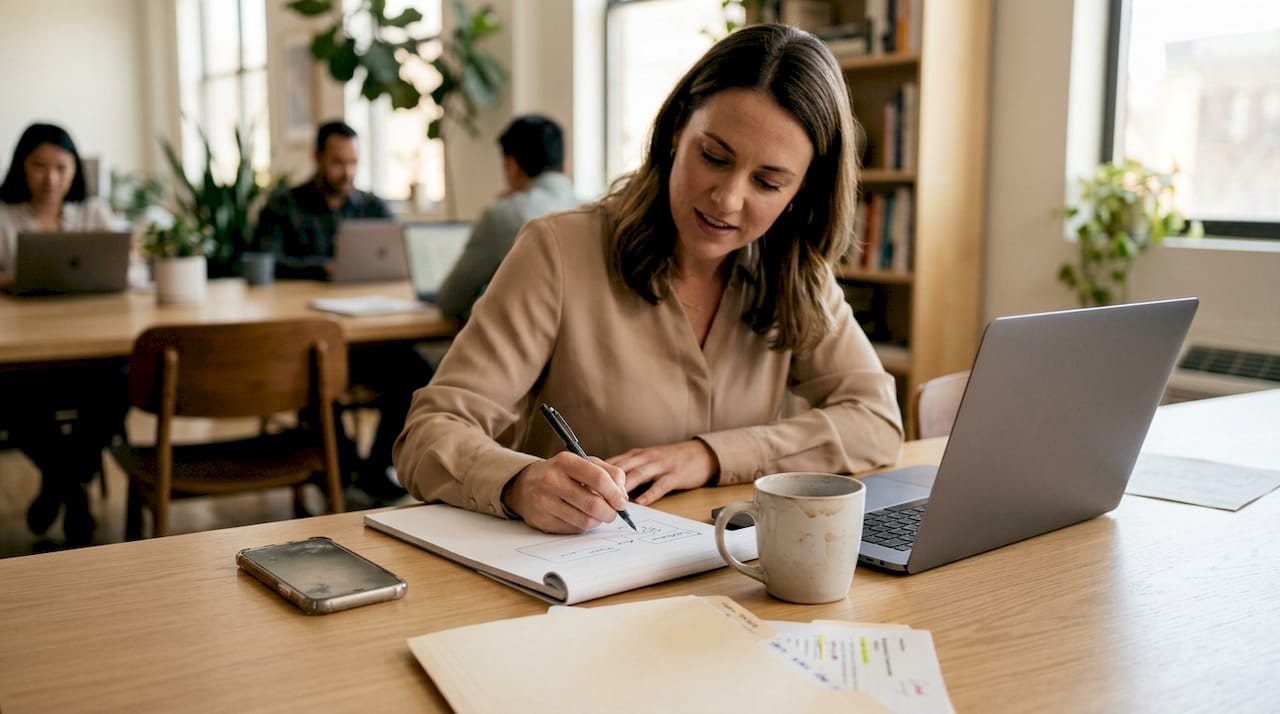 Un responsable en train de définir une stratégie autour de la table
