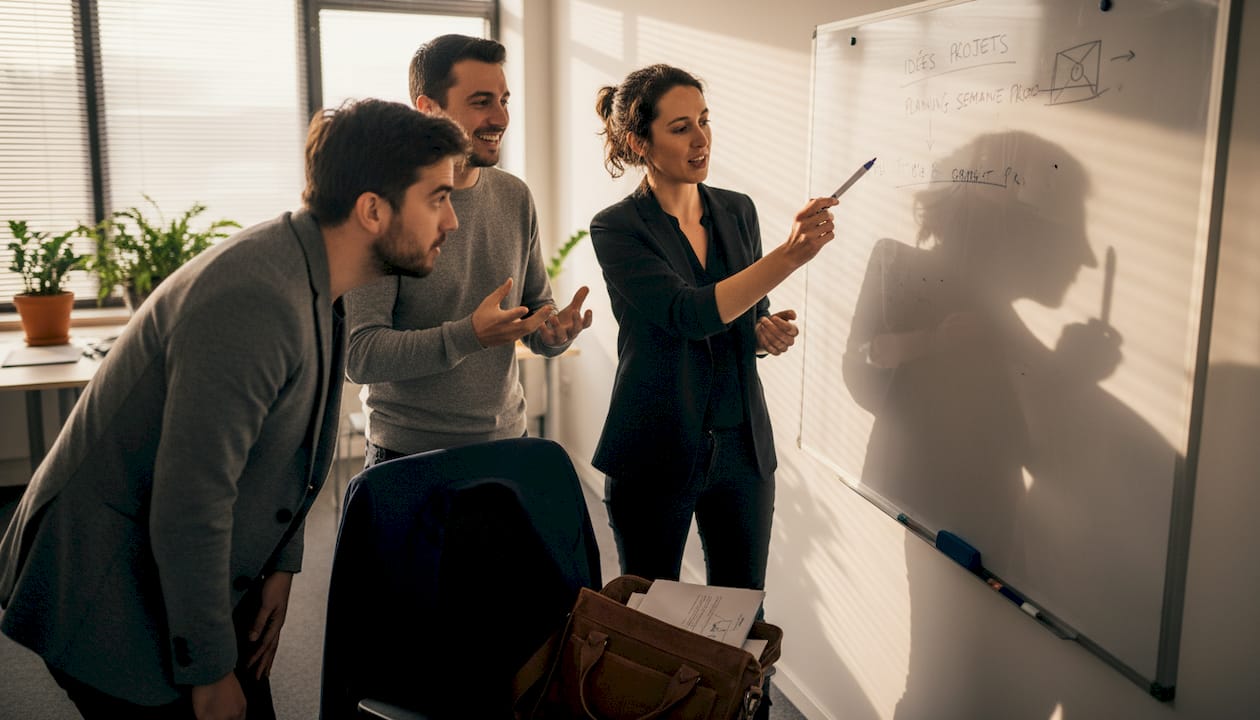 L’équipe échange autour des difficultés rencontrées dans la mise en place d’un management collaboratif.