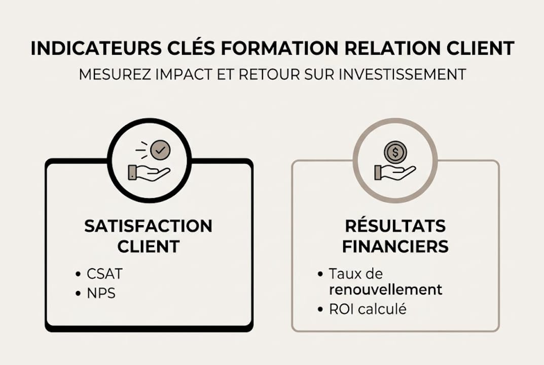 Visuel présentant les indicateurs clés de performance liés à la formation des clients