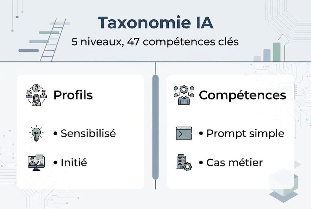 Visuel présentant les différentes étapes de maturité de l’intelligence artificielle au sein des entreprises