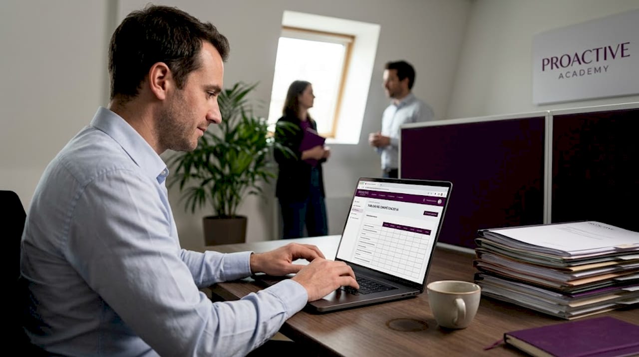 Un collaborateur renseigne le tableau des compétences en intelligence artificielle.