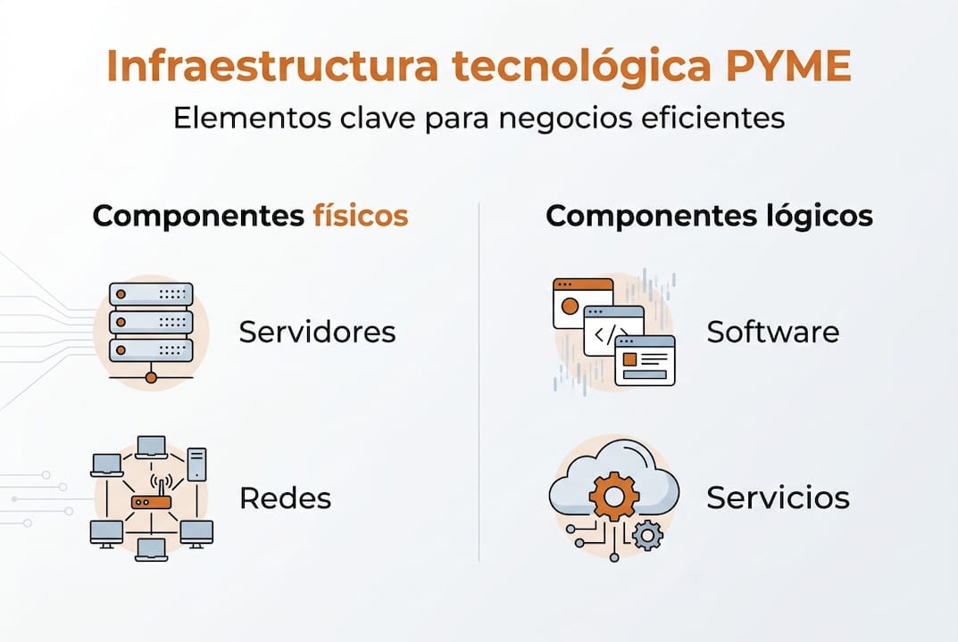 Infografía: elementos esenciales de la infraestructura tecnológica