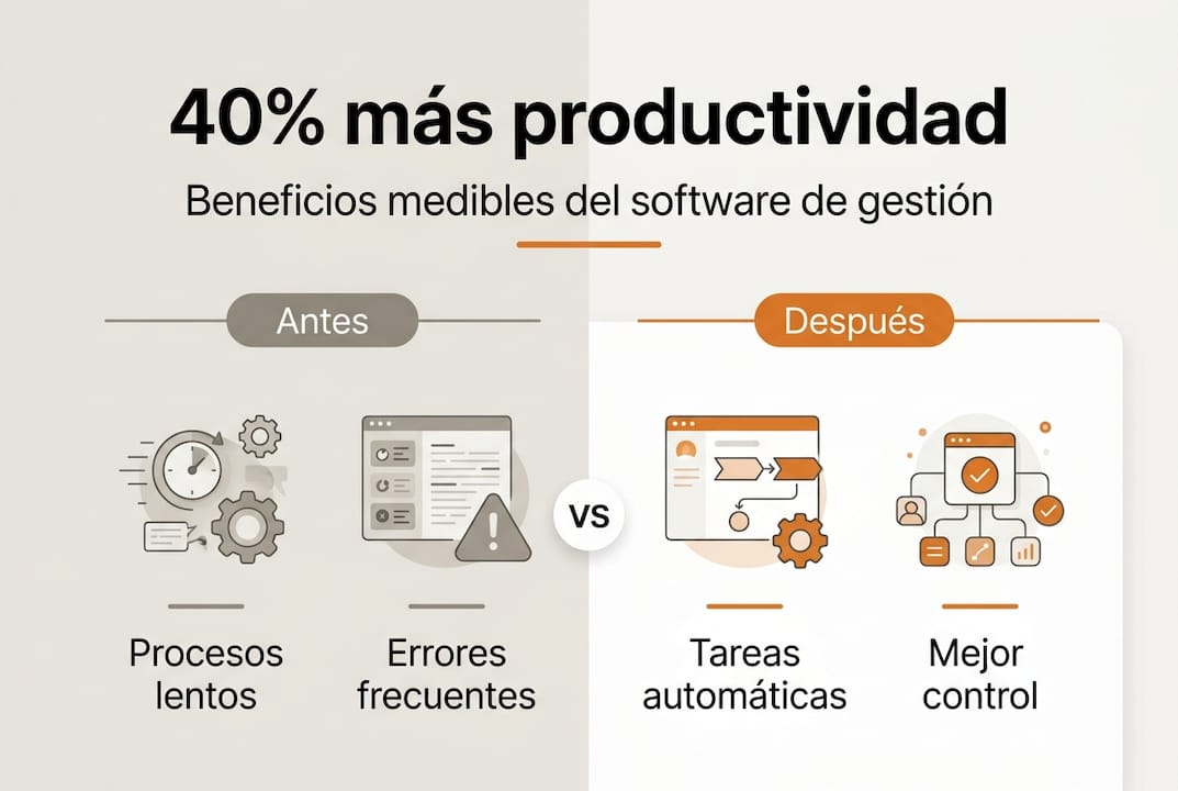 Infografía: Ventajas de implementar un software de gestión para mejorar la productividad en pymes