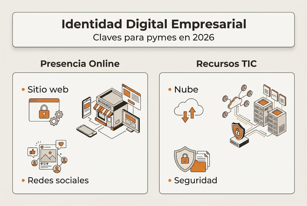 Infografía: puntos esenciales para construir una identidad digital sólida en las pymes