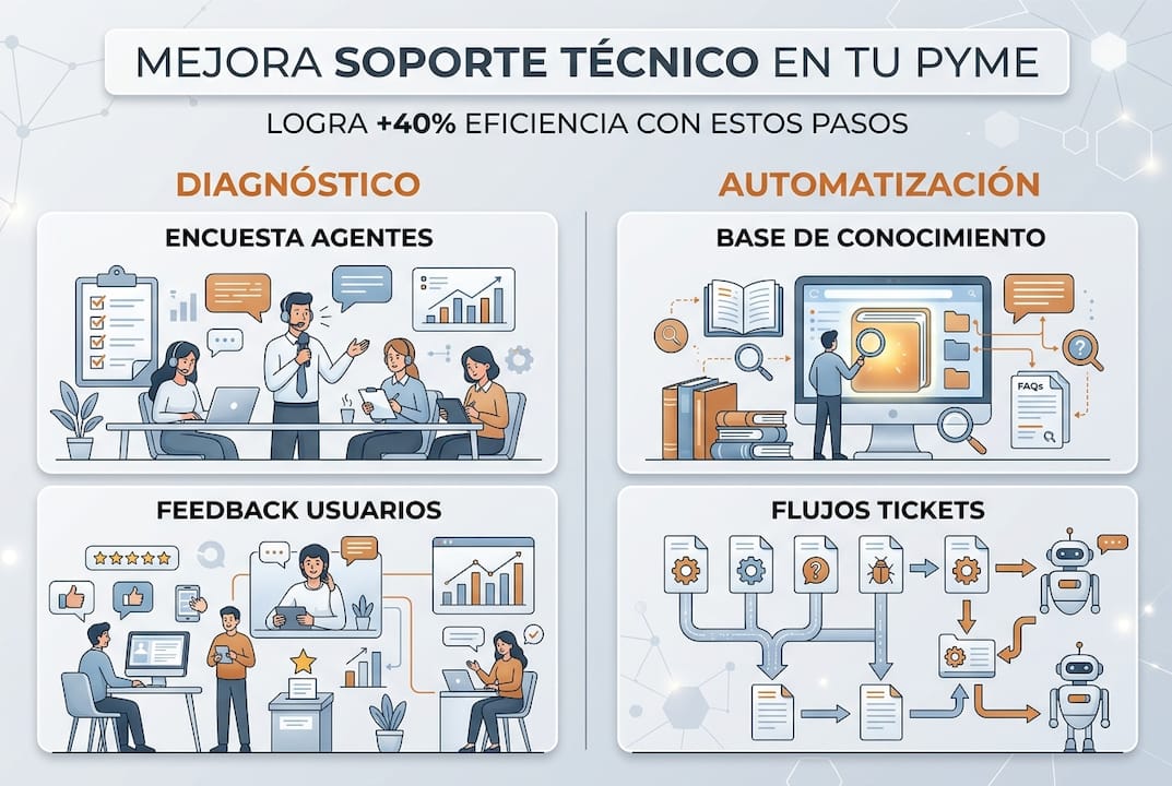 Infografía: pasos esenciales para optimizar el soporte técnico