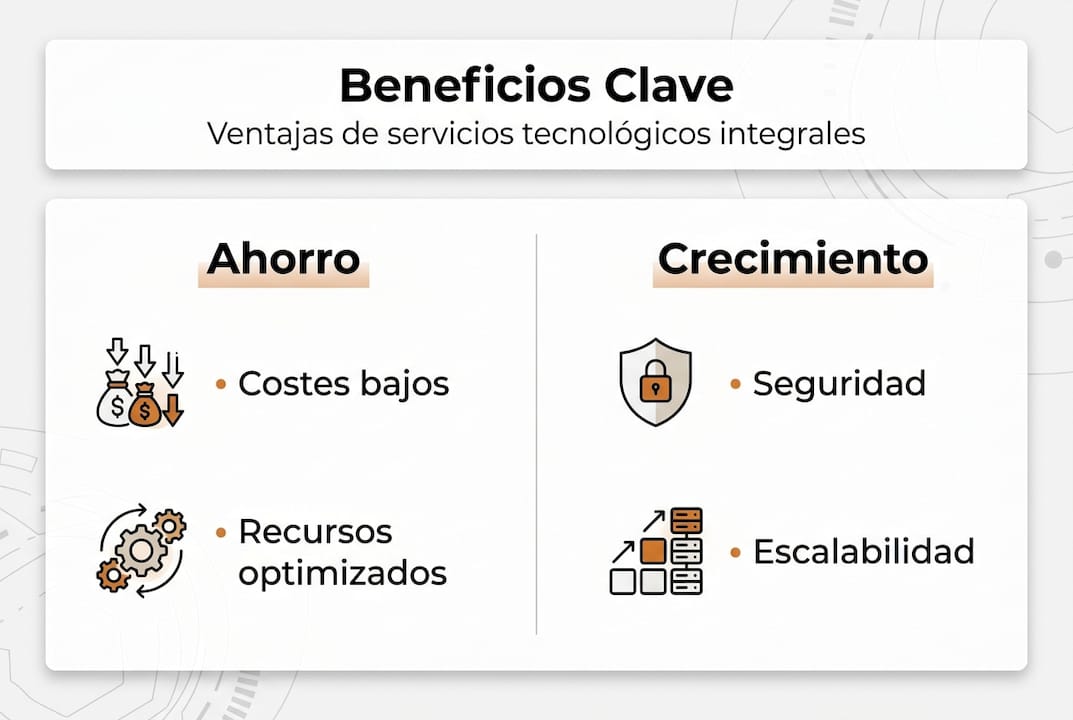 Resumen visual con las principales ventajas para pequeñas y medianas empresas
