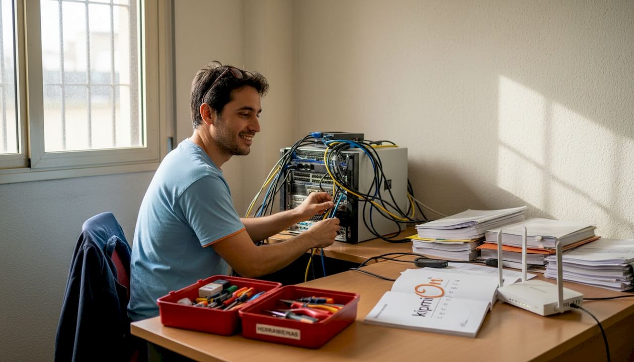 Desarrollo web corporativo: potencia tu pyme en 2026 Especialista optimizando la infraestructura tecnológica de servidores para pymes