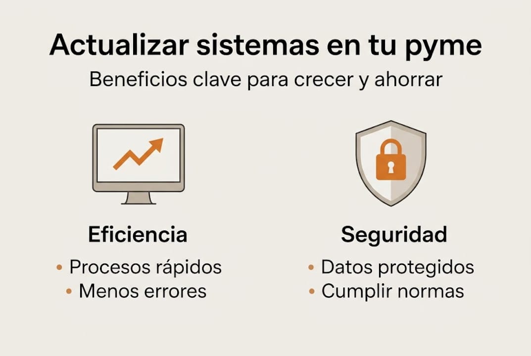 Ventajas de actualizar sistemas informáticos para tu pyme Infografía: beneficios de modernizar los sistemas en una pyme