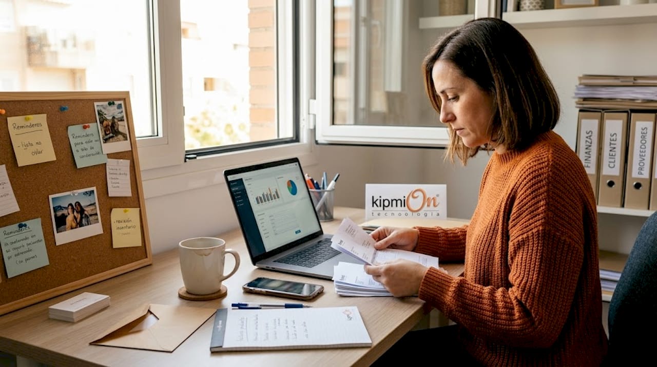 Emprendedor gestionando su negocio desde el escritorio de su casa