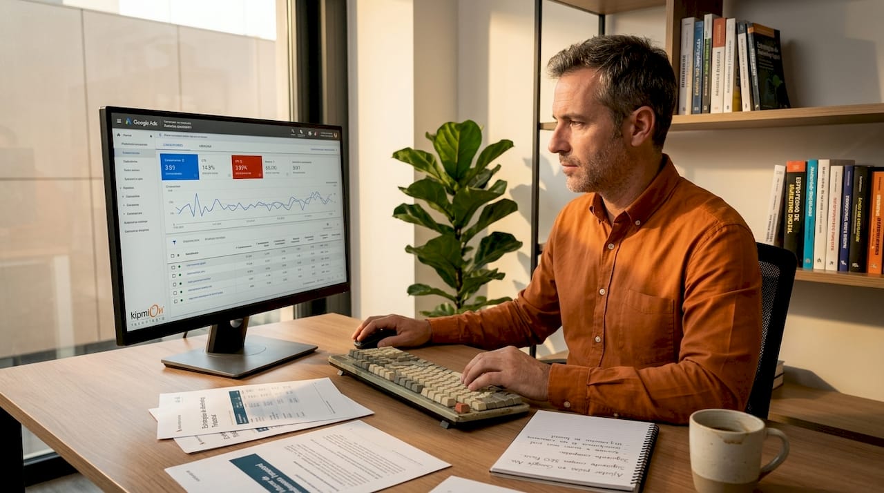 Estrategias de marketing digital para pymes en 2026 Consultor de marketing analizando los resultados de una campaña