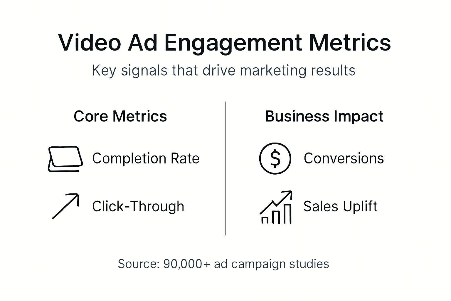 Infographic of video ad engagement metrics and impact