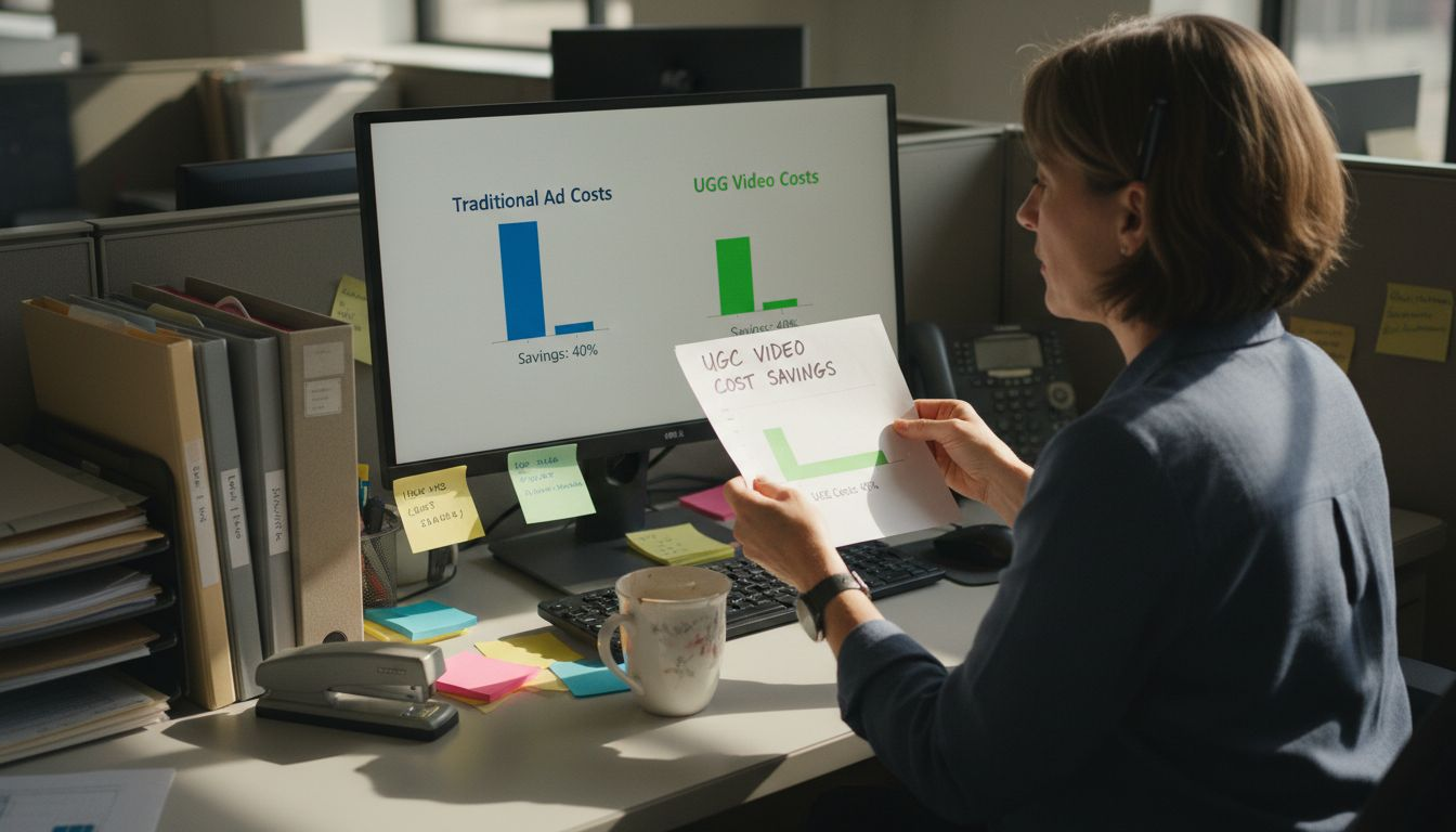 Manager examines UGC ad cost savings chart