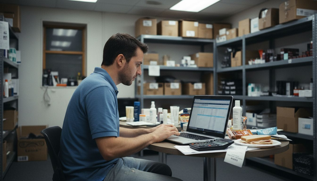 Small business owner reviews marketing costs