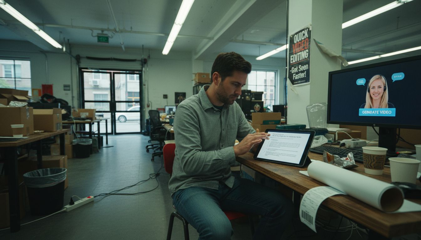 Entrepreneur using AI tools for video creation