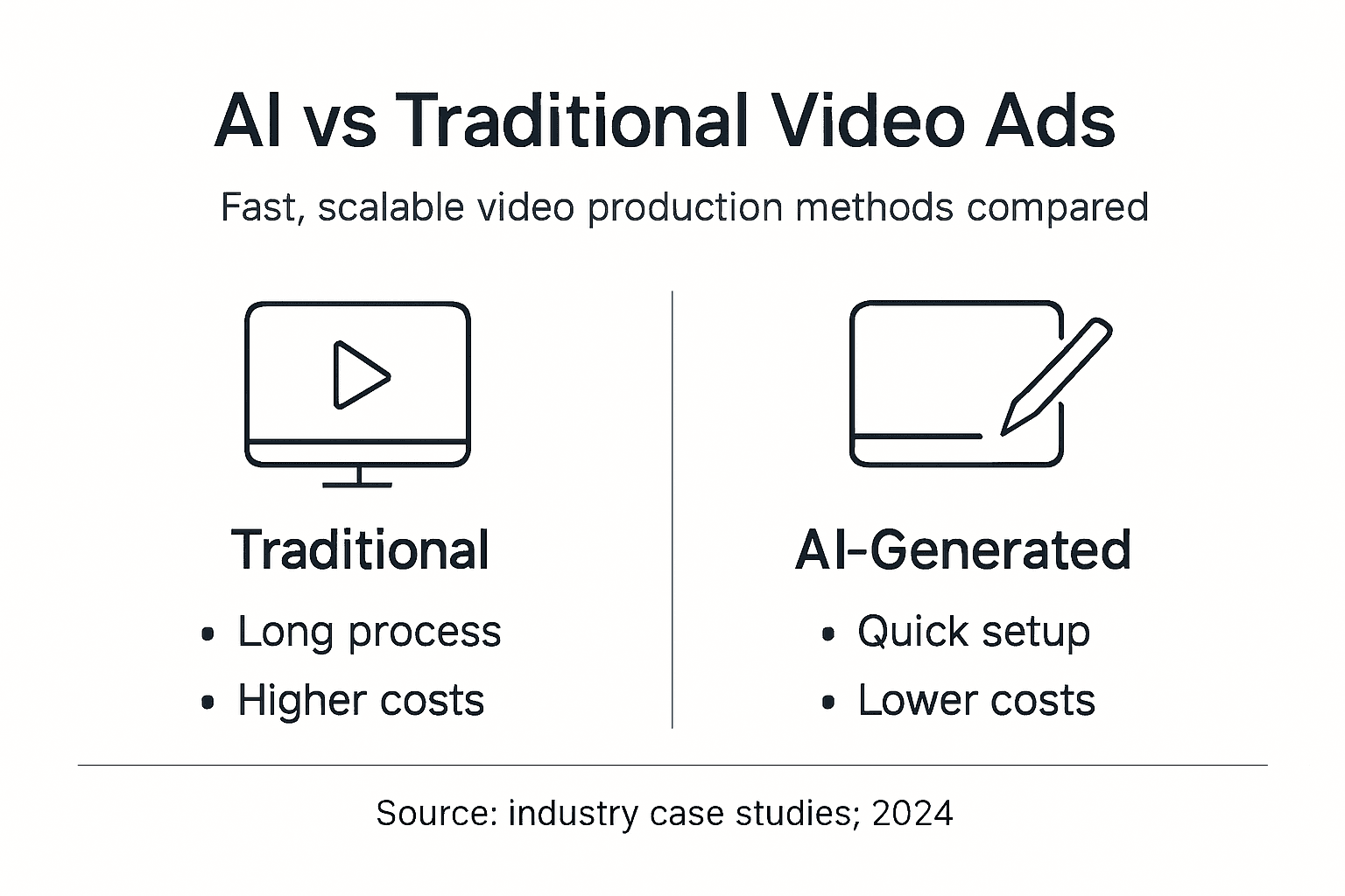 Infographic comparing AI and traditional video ads