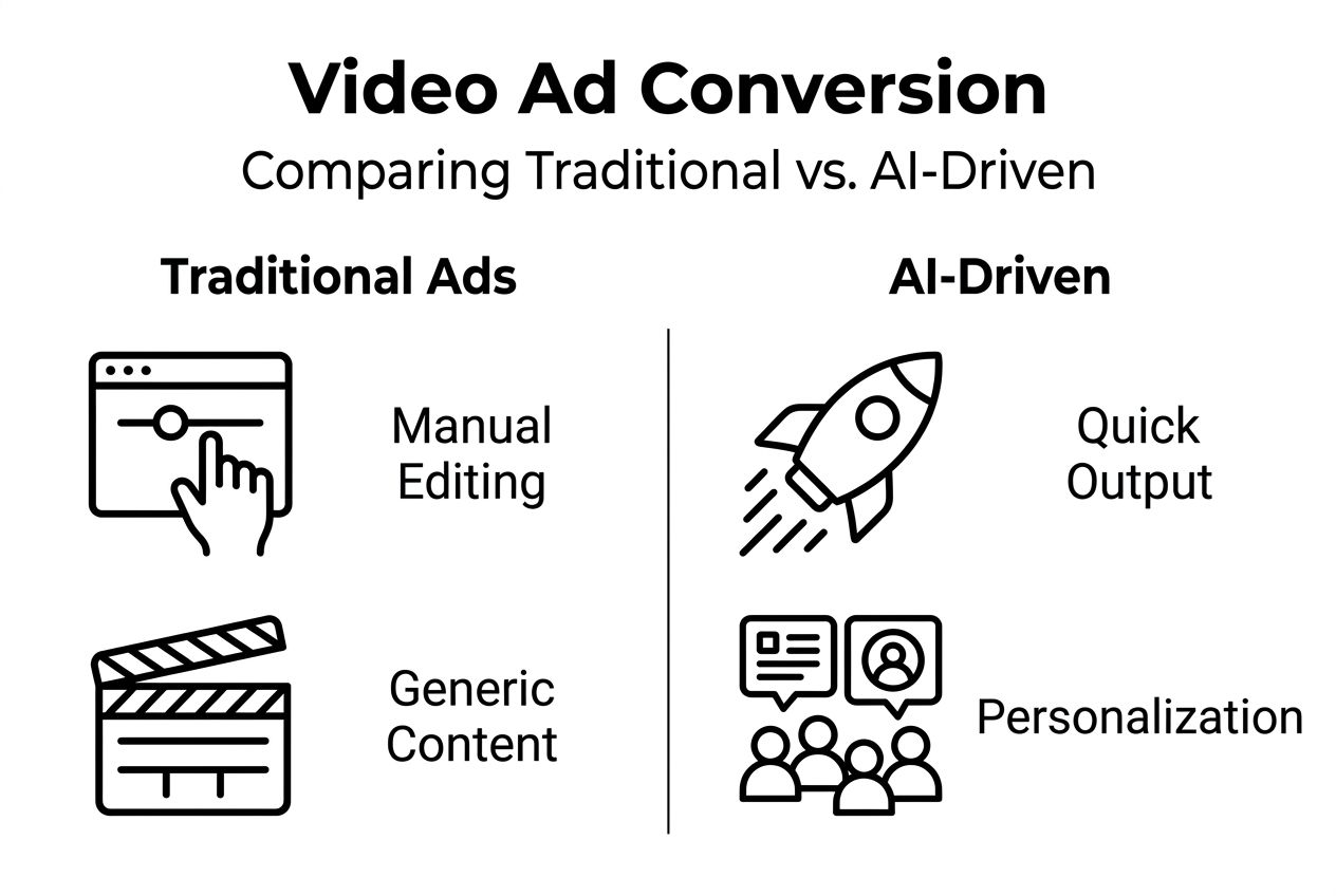 Infographic comparing traditional and AI-driven video ads