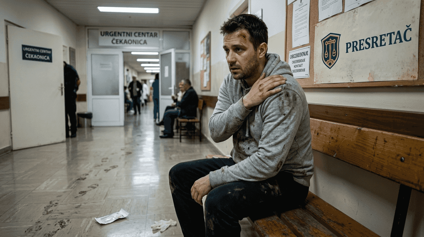 Povređeni iz saobraćajne nesreće čeka na hodniku bolnice