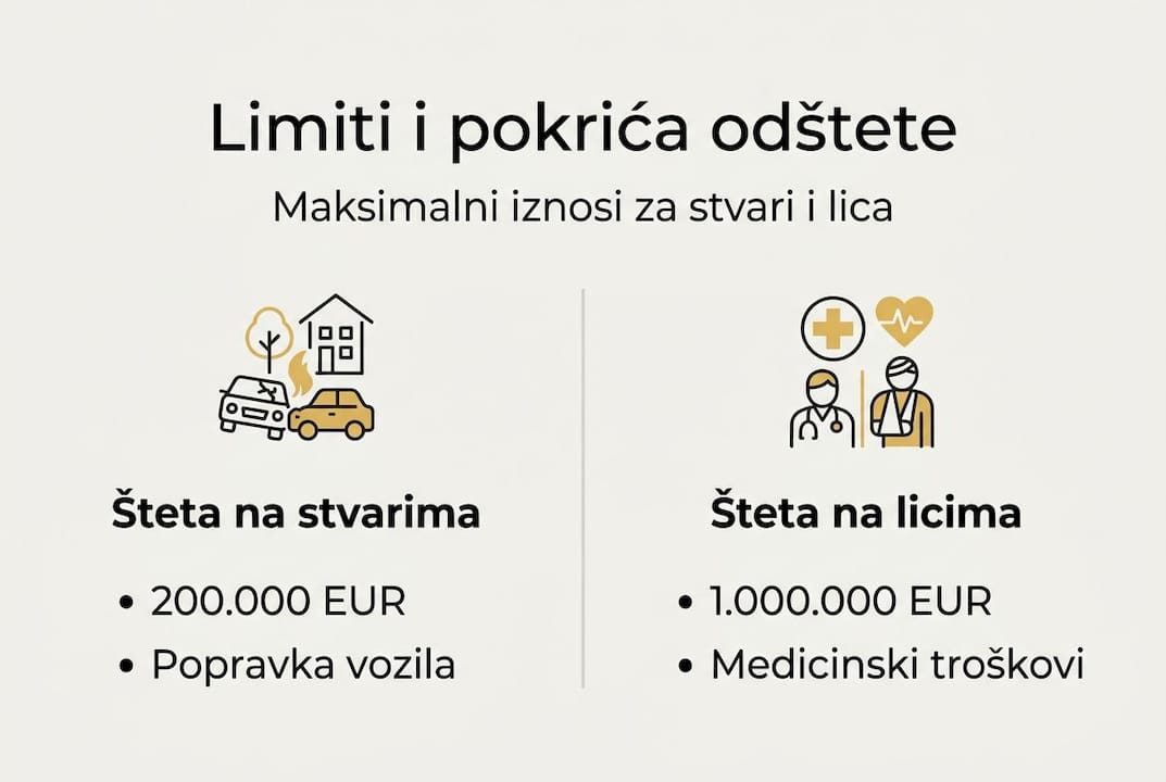 Na ovoj infografici jasno su prikazane granice pokrića i maksimalni iznosi koje možete da potražujete.