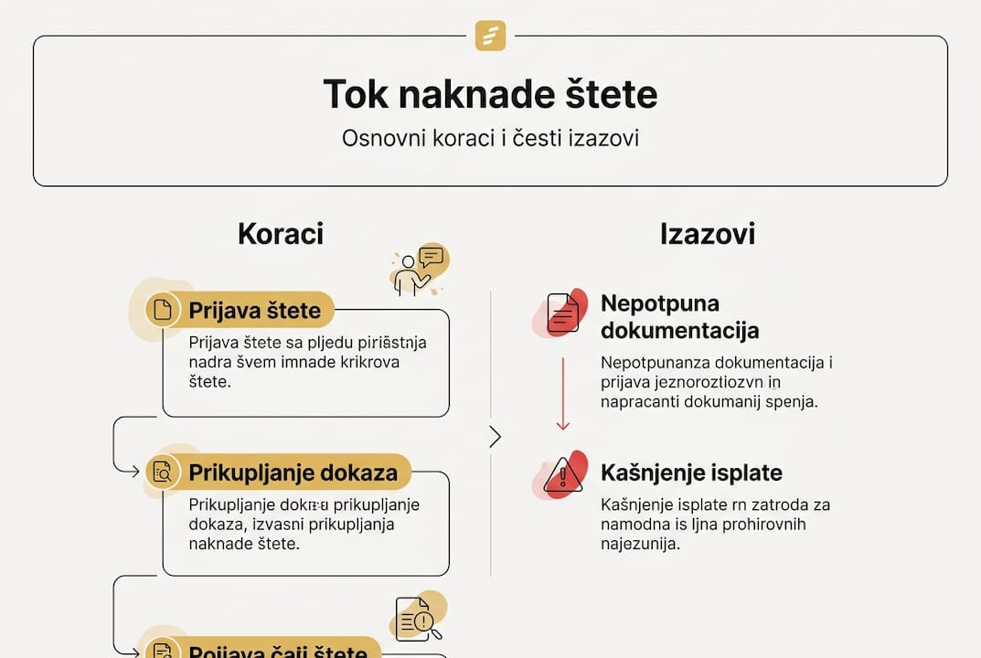 Infografik: najvažniji koraci i prepreke prilikom pokretanja odštetnog zahteva