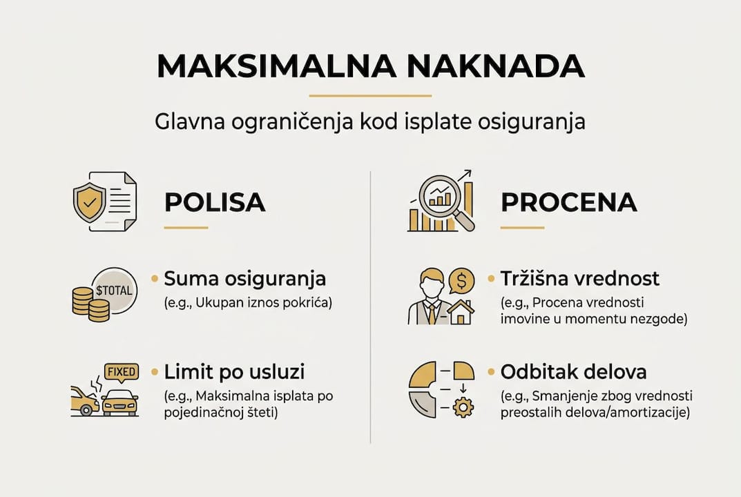 Vizuelni prikaz maksimalnih iznosa i ograničenja u osiguranju