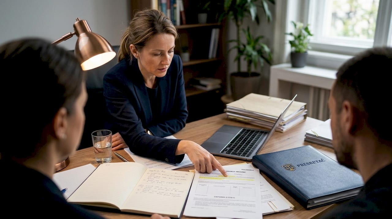 Advokat pomaže klijentu da pravilno popuni i preda osiguravajuću dokumentaciju, objašnjava mu sve što je potrebno i vodi ga kroz ceo proces.