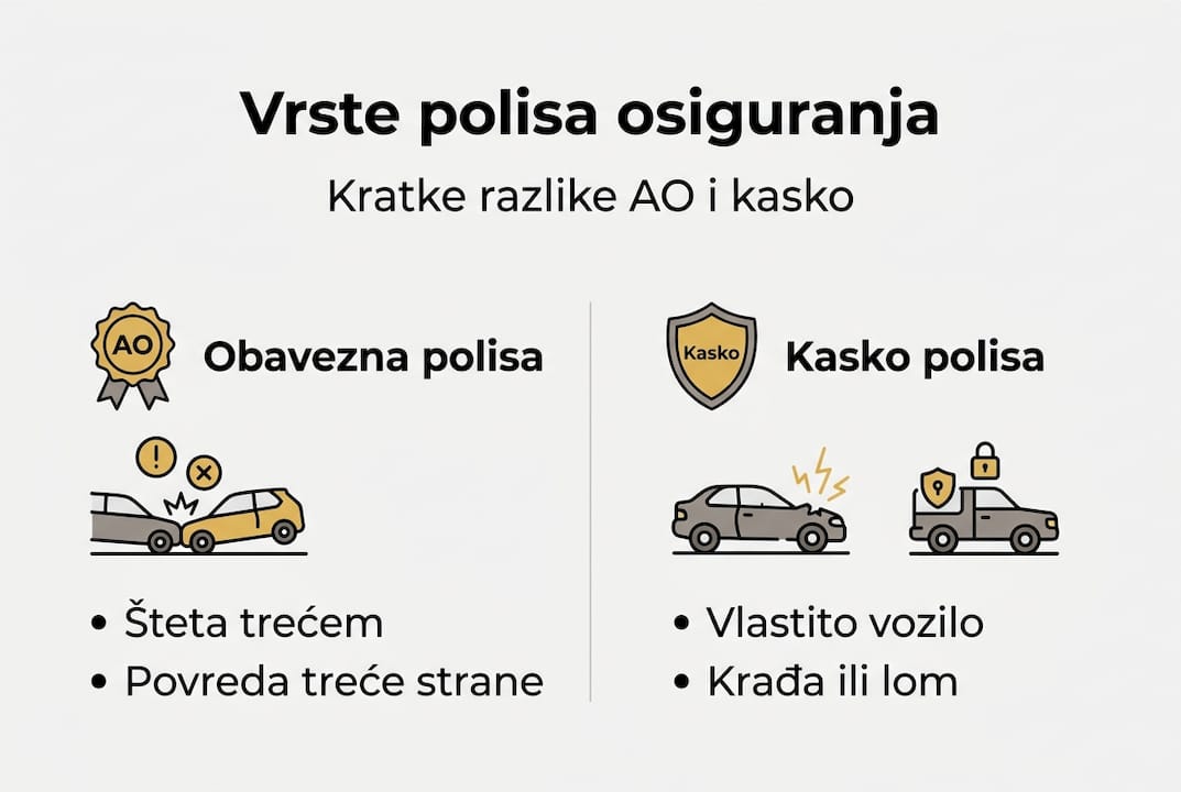 Infografik: Glavne razlike između kasko i obaveznog auto osiguranja