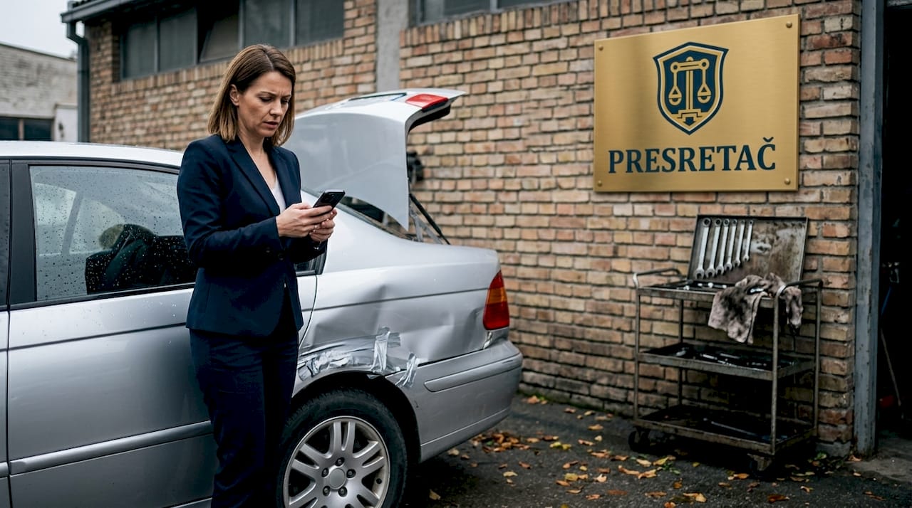 Vlasnik dolazi u servis da pregleda svoj oštećeni automobil.