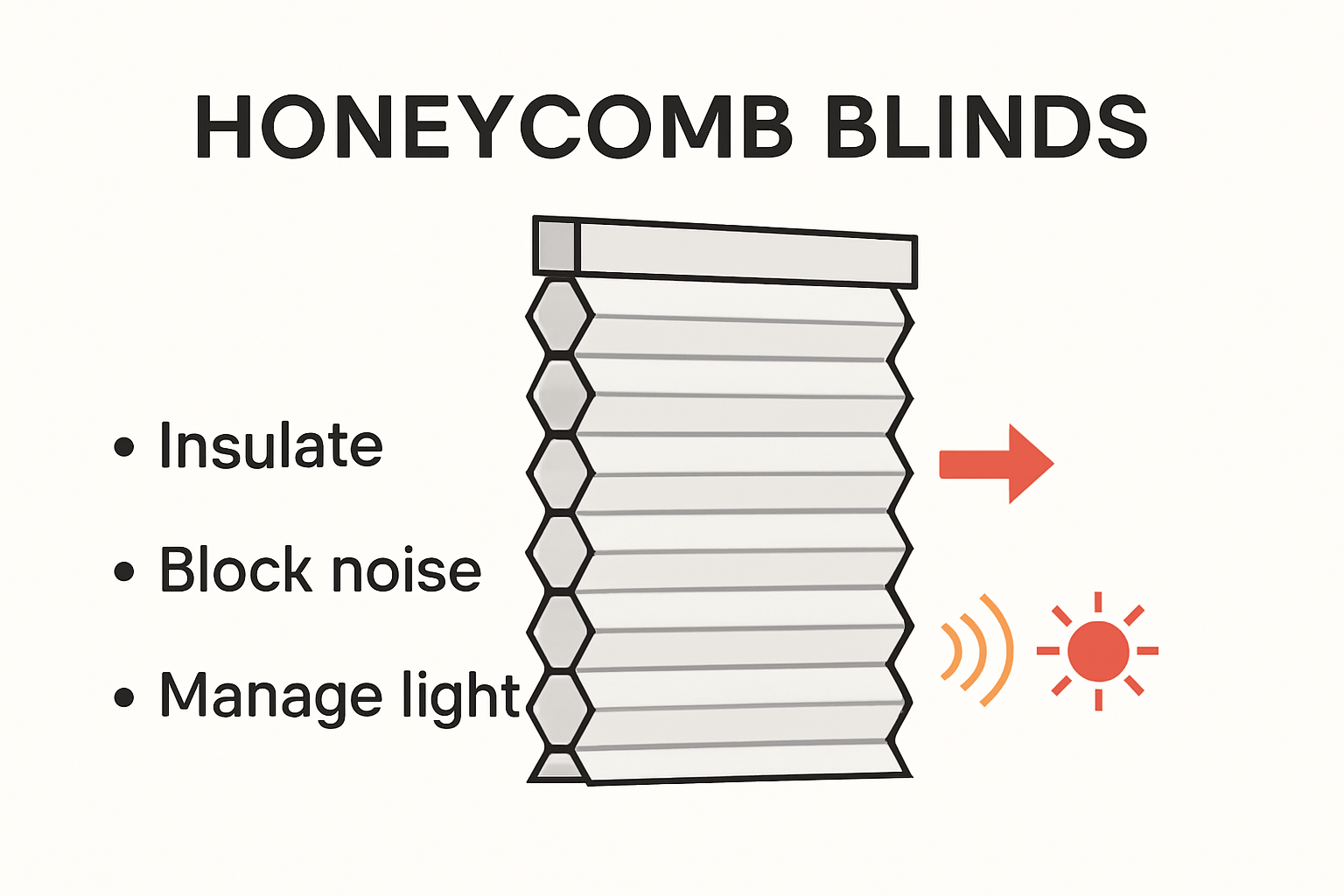 Infographic showing honeycomb blinds structure and benefits