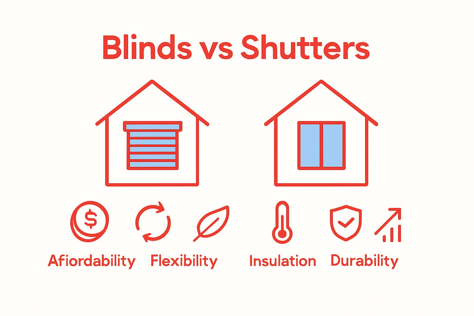 Visual comparison of blinds and shutters features