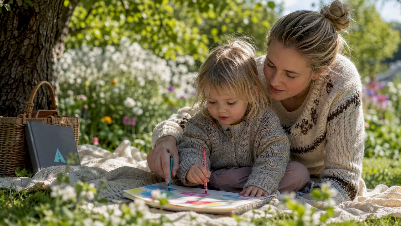 Mother teaching Icelandic patronymic name writing