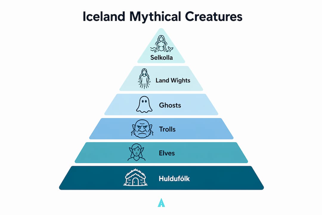 Infographic ranking Icelandic mythical creatures by category