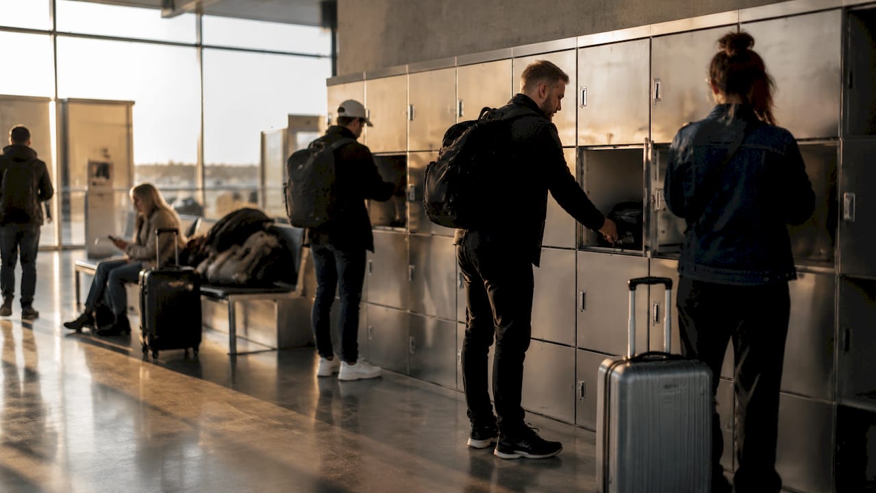 Automated luggage lockers at Reykjavik BSI Terminal
